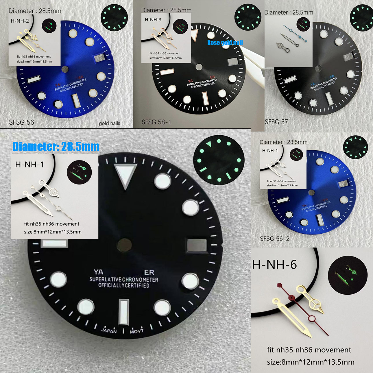 Reel Case - Hot SUB 28.5mm NH35 Green Glowing