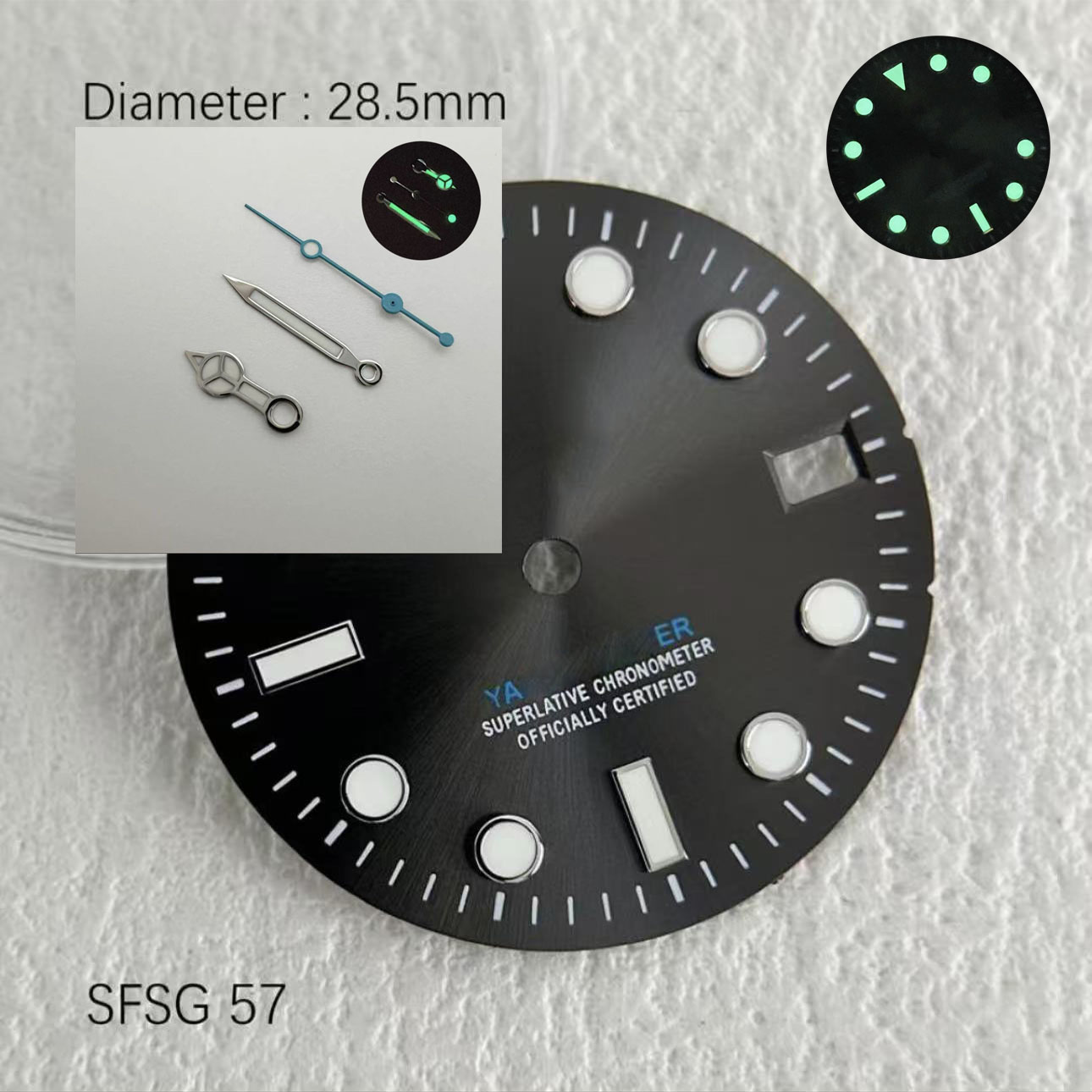 Hot SUB 28.5mm NH35 Green Glow - Reel Case recension och pris