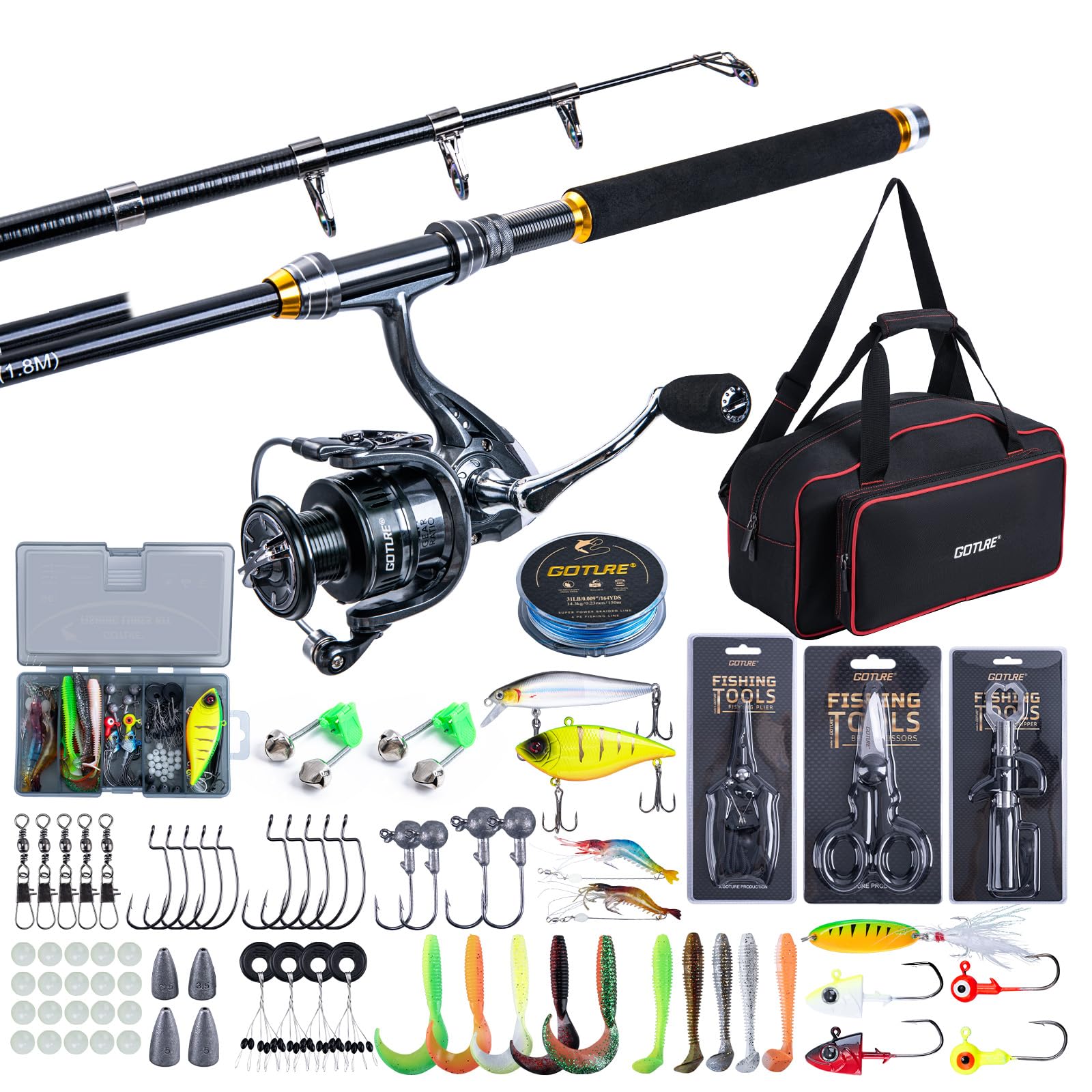 Goture Fishing Telescopic Rod  - Reel Bag recension och pris